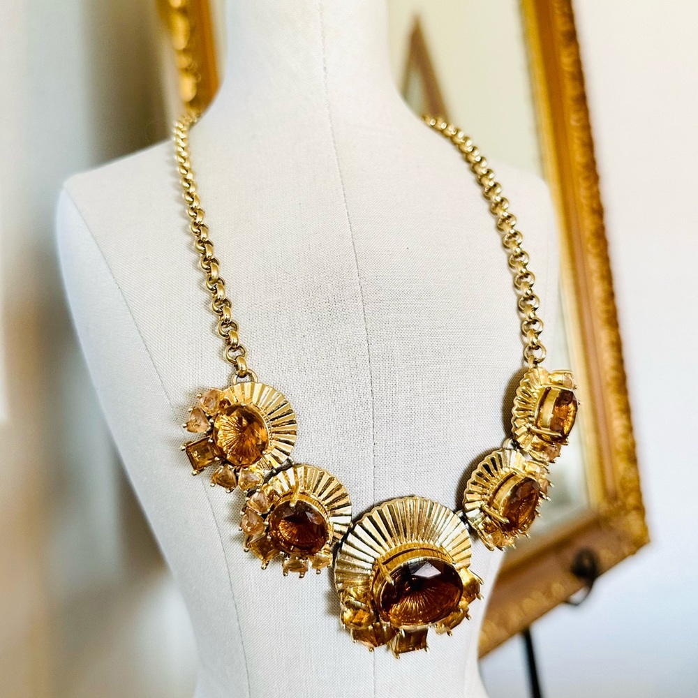 🔥 Vintage Monet Topaz Crystal Deco Necklace